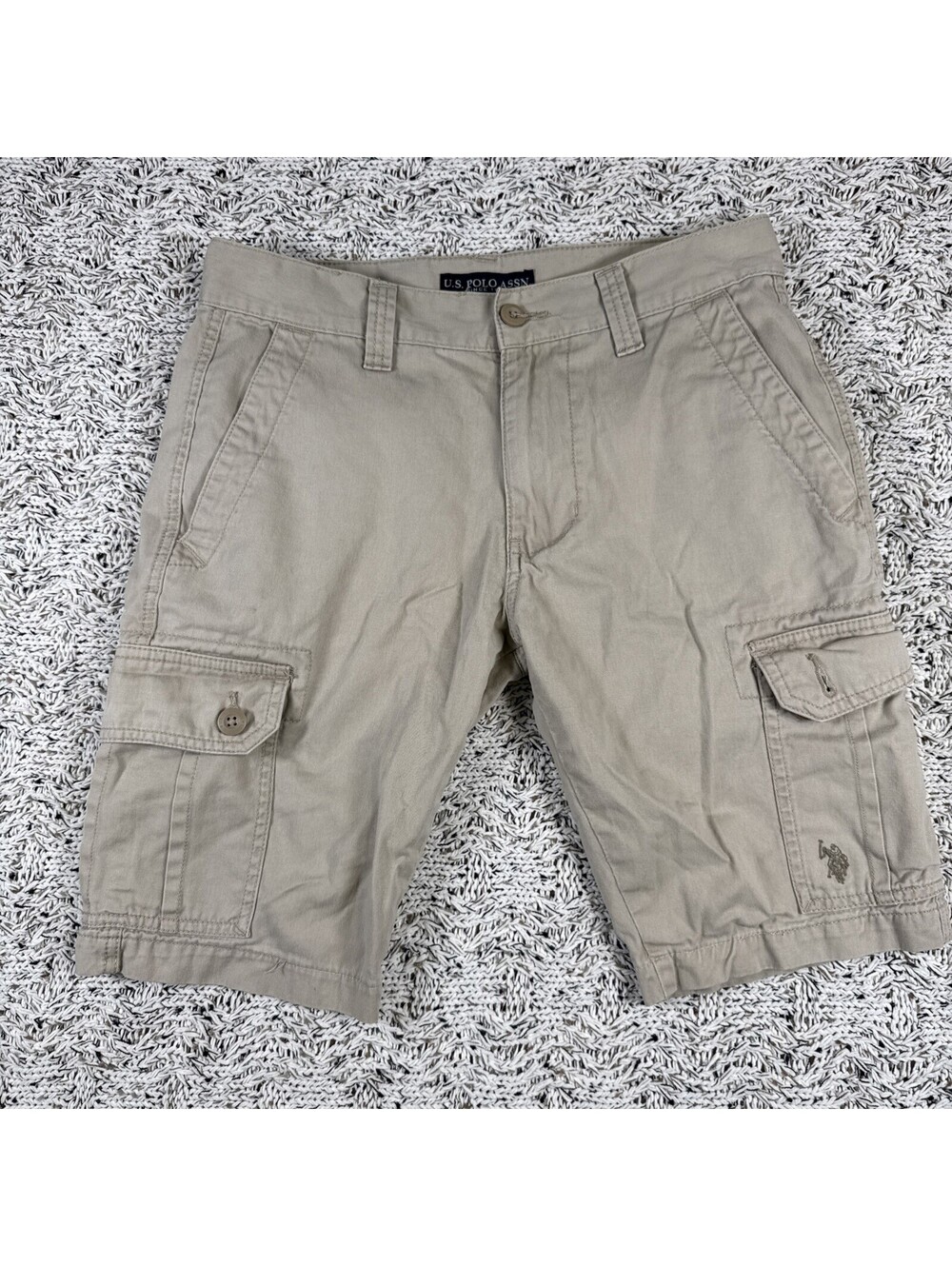 U.S. Polo Assn Cargo Shorts Size 30 Khaki Beige Casual Camo Style 111062